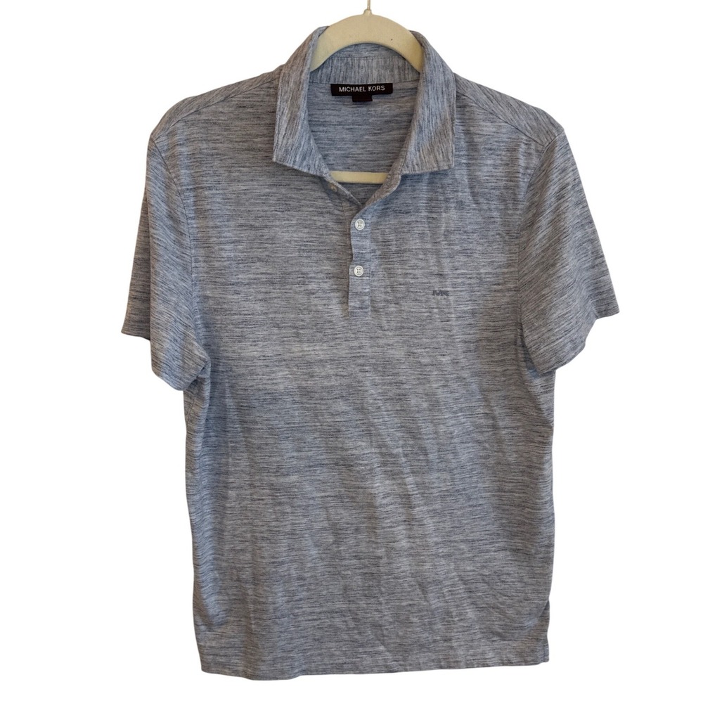 Michael Kors Mens Heathered Gray Polo Shirt Short Sleeve‎ Size S